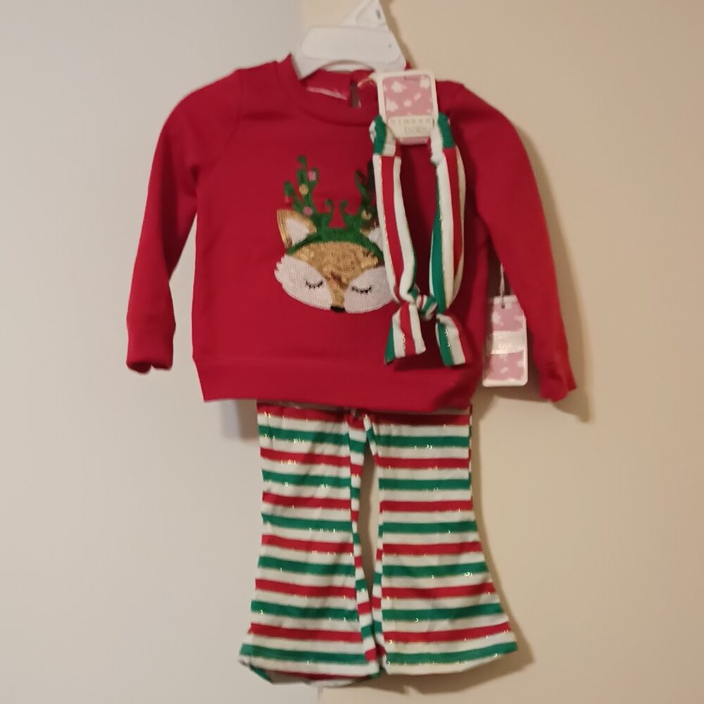 NWT ~ Btween Baby's Baby Girls 3-pc. Christmas Pant Set,  (Size:  12 Months)